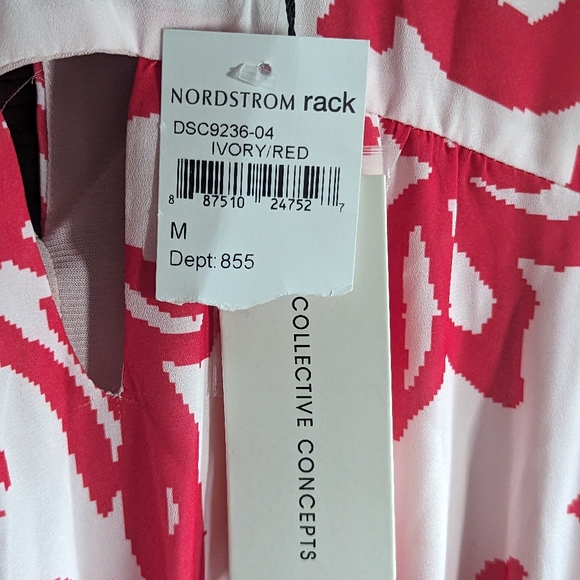 NWT Collective Concepts Red and White Floral Summer Dress Size M - Picture 3 of 7